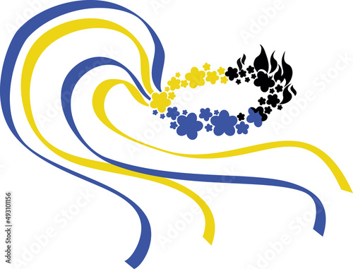 Ukrainian wreath on fire