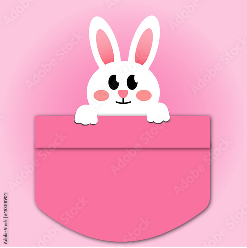 easter pink rabbit in pocket