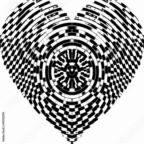 Black and white abstract background, heart pattern design 