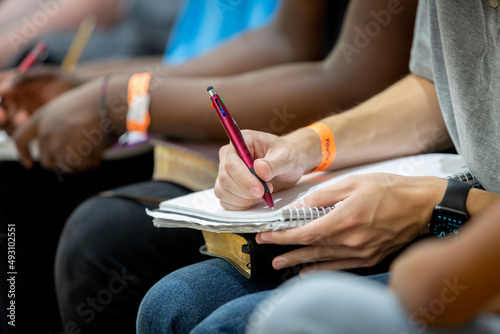 Taking notes in Bible class