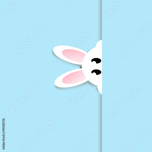blue easter card with bunny