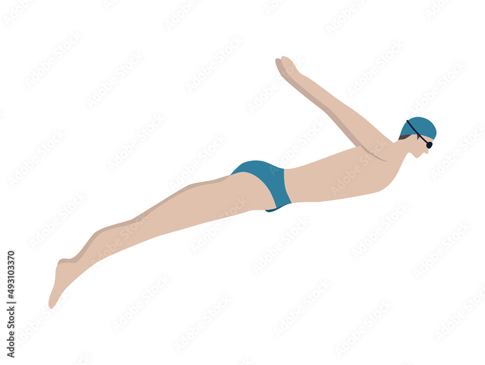Jumping Swimmer Man Composition Jumping Swimmer Man Composition