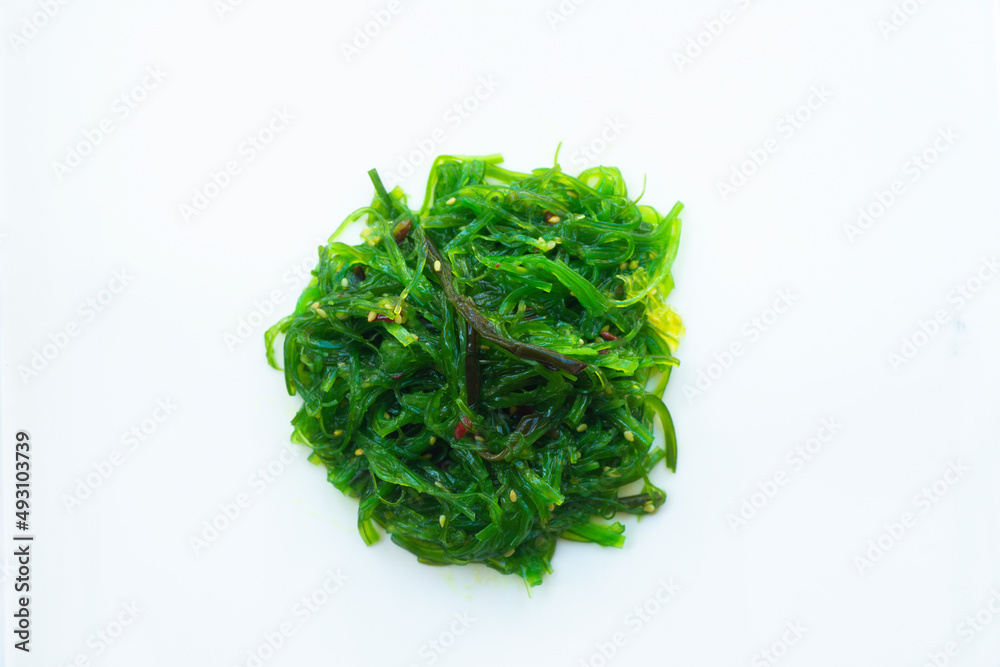 Wakame salad on white background japan food