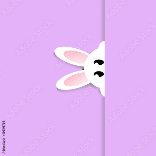 violet easter postcard with bunny