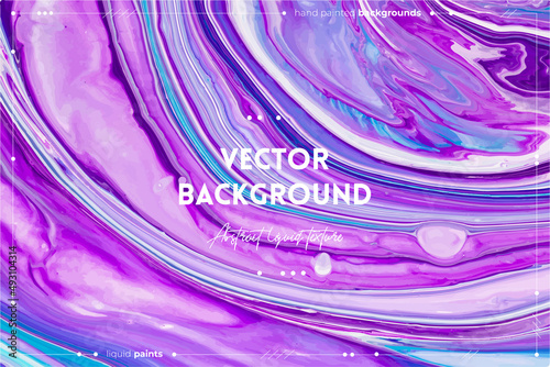 Fluid art texture. Background with abstract mixing paint effect. Liquid acrylic picture with artistic mixed paints. Can be used for baner or wallpaper. Purple, blue and turquoise overflowing colors.