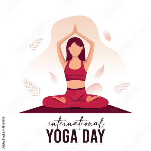 international yoga day. yoga body posture. group of Woman practicing yoga. vector illustration design