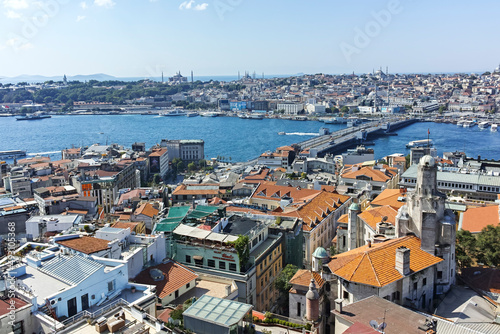 Panorama from Galata Tower to city of Istanbul, Turkey
