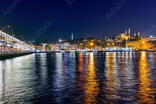 Sunset view of Golden Horn in city of Istanbul  Turkey