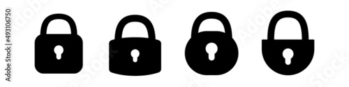 Lock for doors icons. Various vector black padlock icons. Clipart isolated on white background.