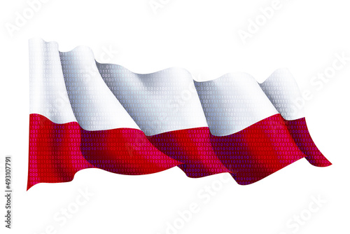 Flaga polska, cyfryzacja, informatyka, hakerzy 