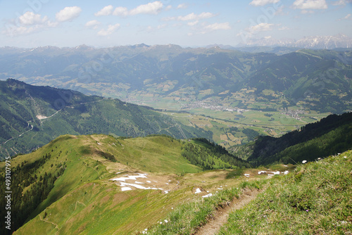 The view from Imbachhorn mountain to Zell am See valley, Austria © nastyakamysheva