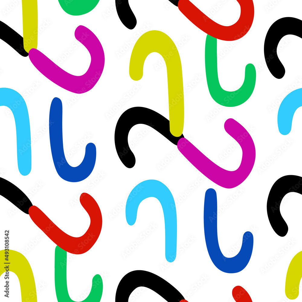 Stylish geometric background made of isolated colorful bold curved lines. Memphis style. Seamless design. Stylish geometric background made of isolated colorful bold curved lines. Memphis style. Seamless design.
