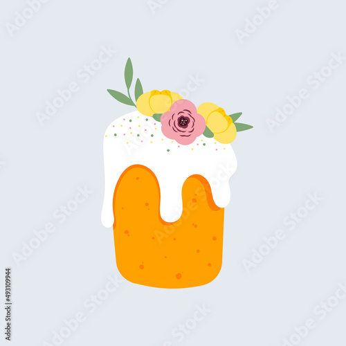 easter cake with flowers vector design element
