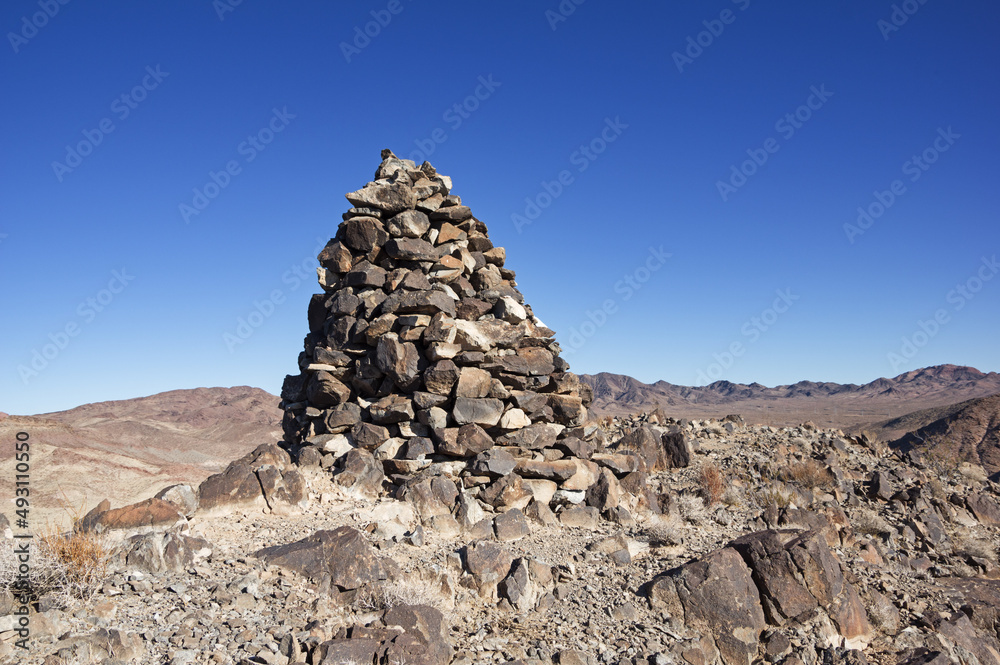 Large Cairn On Desert Mountain