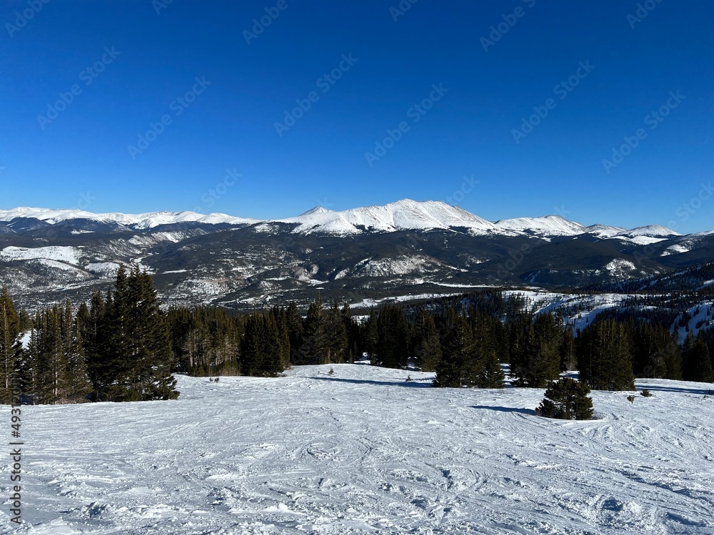 Ski bowl between Peak 8 and Peak 7 at Breckenridge Ski Resort, Colorado.