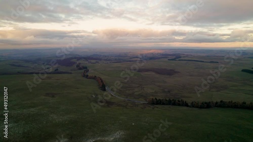 Panorama of Cloudy Sky at Autumn Over French Lowland
