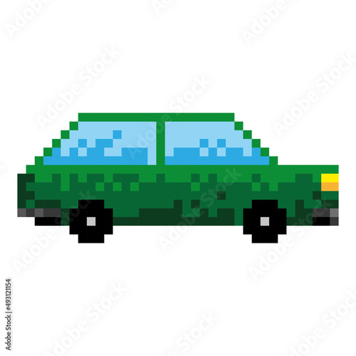 green car pixelated