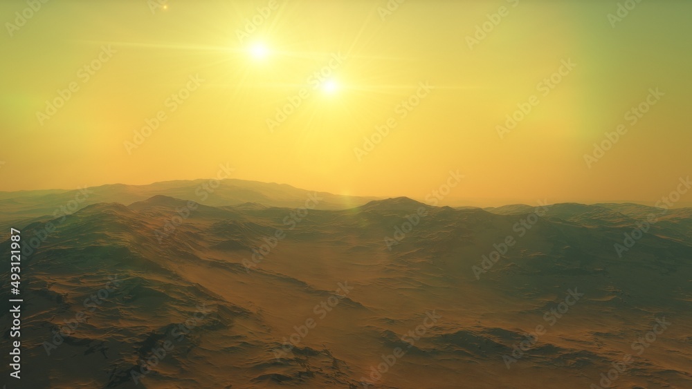 beautiful view from an exoplanet, a view from an alien planet, a computer-generated surface, a fantastic view of an unknown world, a fantasy world 3D render beautiful view from an exoplanet, a view from an alien planet, a computer-generated surface, a fantastic view of an unknown world, a fantasy world 3D render