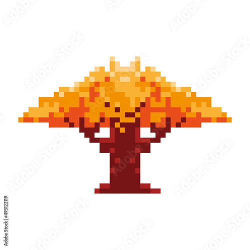 autumn tree pixelated