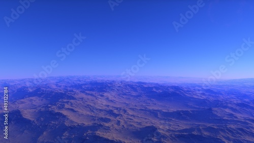 beautiful view from an exoplanet  a view from an alien planet  a computer-generated surface  a fantastic view of an unknown world  a fantasy world 3D render