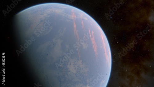 Fototapeta Naklejka Na Ścianę i Meble -  planet suitable for colonization, earth-like planet in far space, planets background 3d render	
