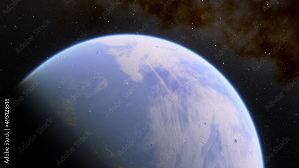 planet suitable for colonization, earth-like planet in far space, planets background 3d render	
