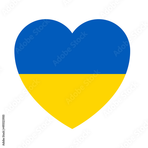Flag Ukraine isolated vector illustration. Heart blue and yellow color. Stop war.
