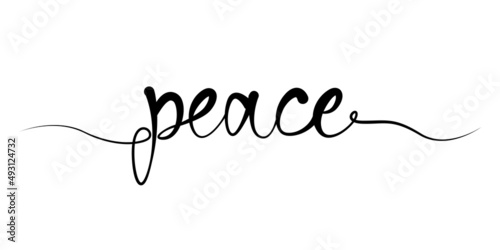 Peace hand write lettering. Typography design no war. Caligraphy word inscription.