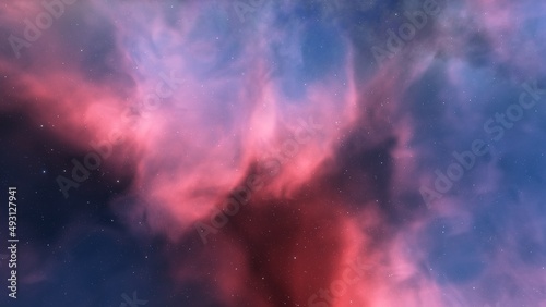 nebula gas cloud in deep outer space, science fiction illustrarion, colorful space background with stars 3d render