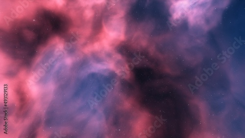 Space background with realistic nebula and shining stars. Colorful cosmos with stardust and milky way. Magic color galaxy. Infinite universe and starry night. 3d render