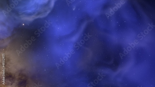 Space background with realistic nebula and shining stars. Colorful cosmos with stardust and milky way. Magic color galaxy. Infinite universe and starry night. 3d render