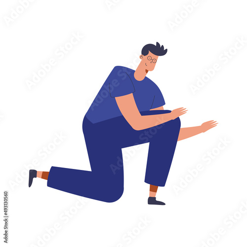 male therapist worker kneeling