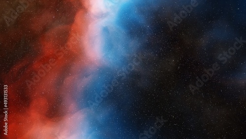 Nebula in space, science fiction wallpaper, stars and galaxy, 3d illustration 