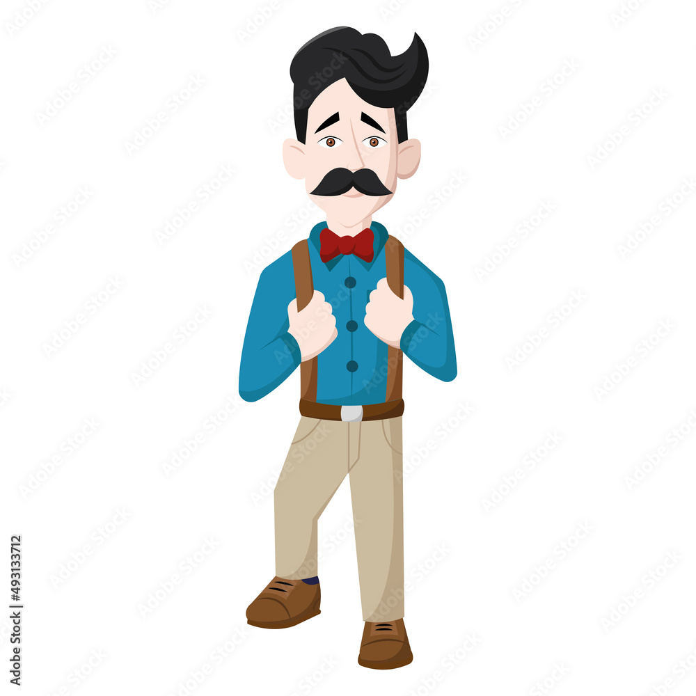 Isolated male hipster character cartoon Vector