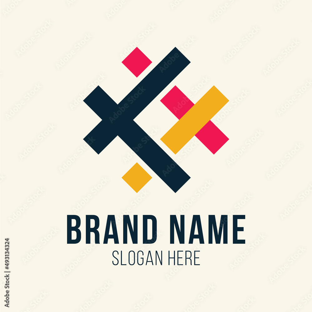 Obraz premium simple hashtag cross line vector logo template for creative media and business company