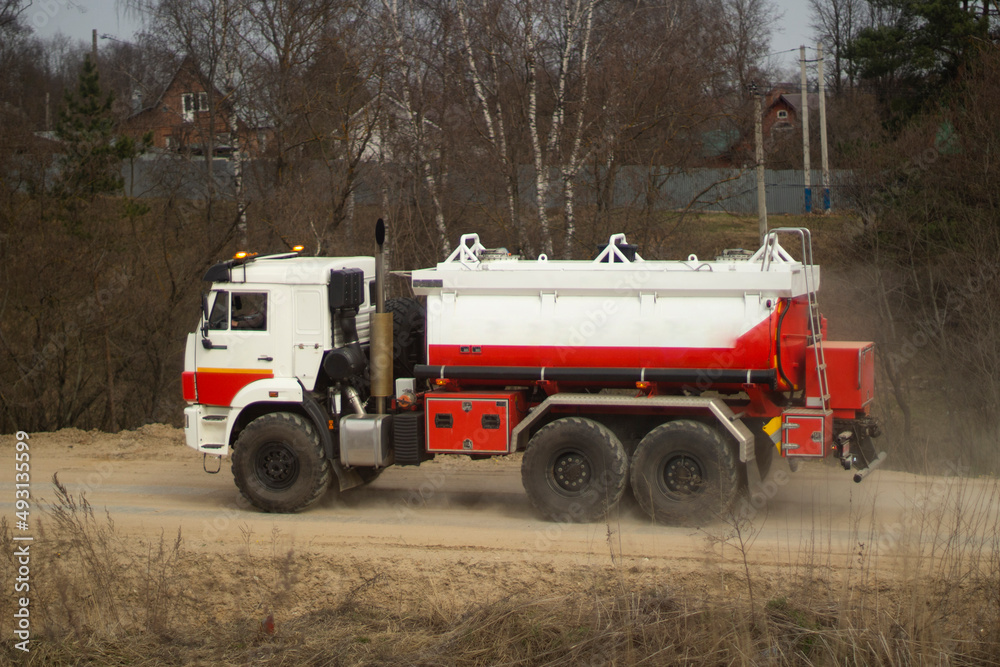Truck. Special transport on the road. Equipment for work. Transportation of materials. Truck. Special transport on the road. Equipment for work. Transportation of materials.
