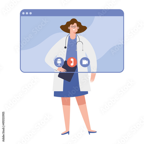 female doctor in webpage