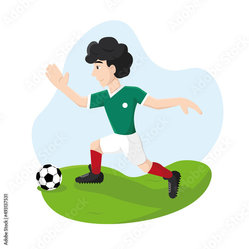 Isolated soccer player running with a soccer ball Vector