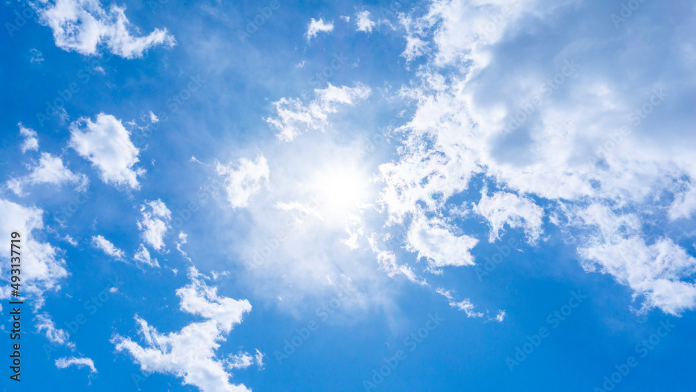 Refreshing blue sky and cloud background material_wide_40