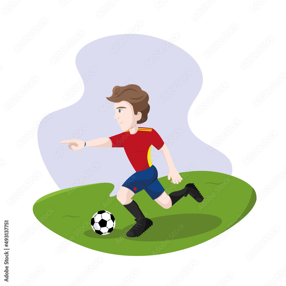 Isolated soccer player cartoon running Vector