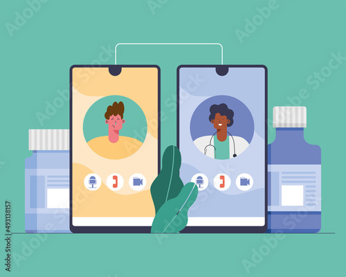 doctor and patient in smartphone