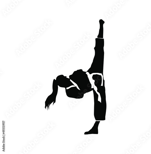 karate taekwondo kungfu silhouette kick and technic vector illustration logo 