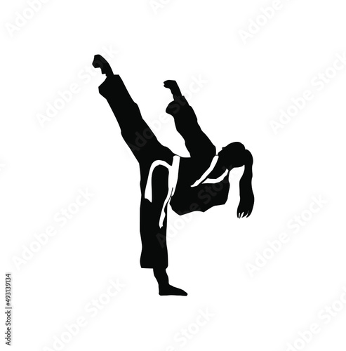 karate taekwondo kungfu silhouette kick and technic vector illustration logo 