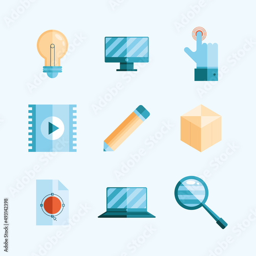 nine development design icons
