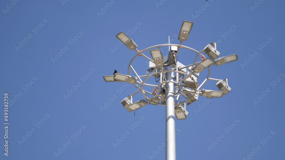 light pole with many anemometers and crew on the top light pole with many anemometers and crew on the top