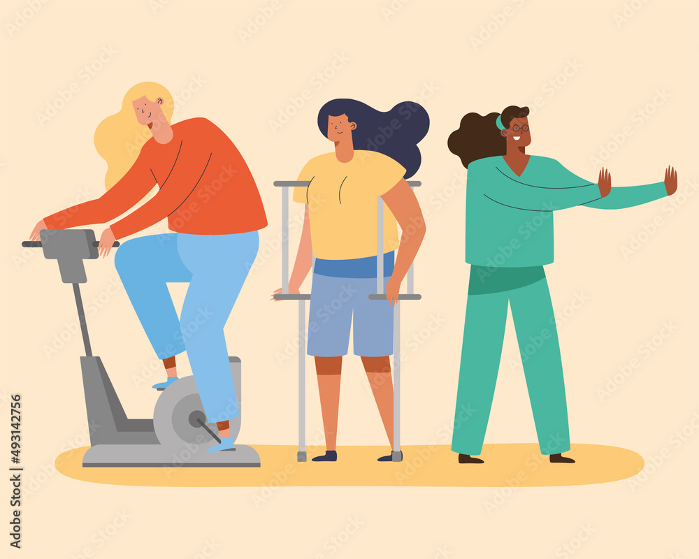 male physiotherapy patients and therapist male physiotherapy patients and therapist