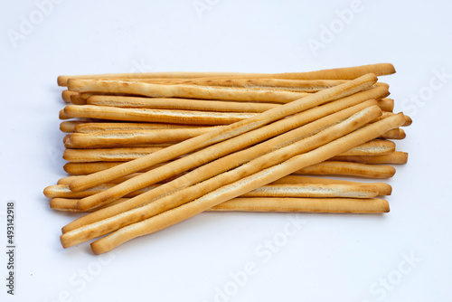 Bread sticks on white background