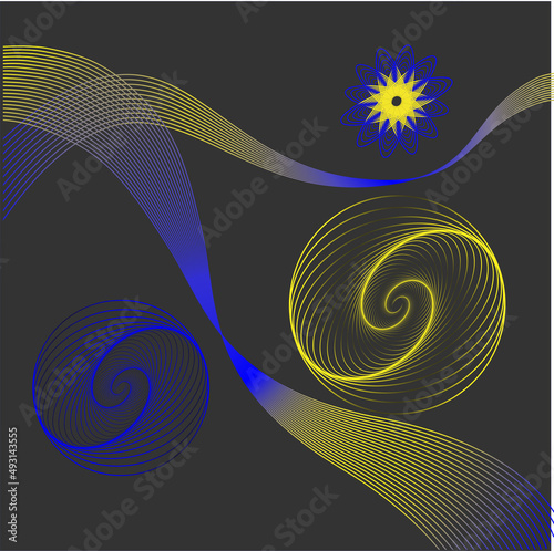 Mobile, blue yellow lines art background