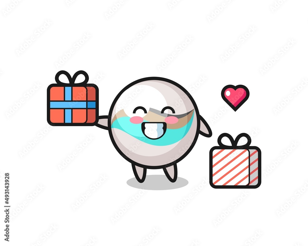 marble toy mascot cartoon giving the gift marble toy mascot cartoon giving the gift