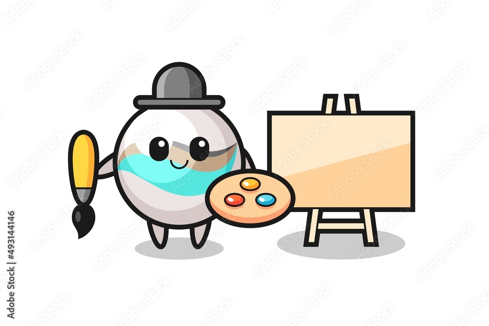 Illustration of marble toy mascot as a painter Illustration of marble toy mascot as a painter